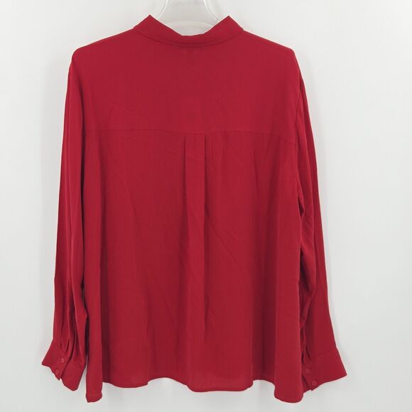 Eileen Fisher Button Up Down Shirt Womens Size XL Red Silk Office Work Holiday - Picture 3 of 7